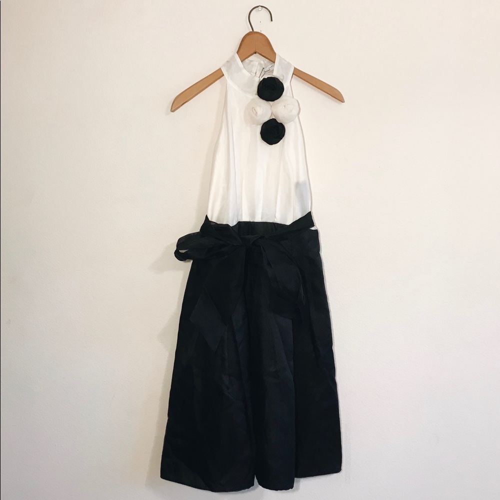 Zara black and white dress with flower details